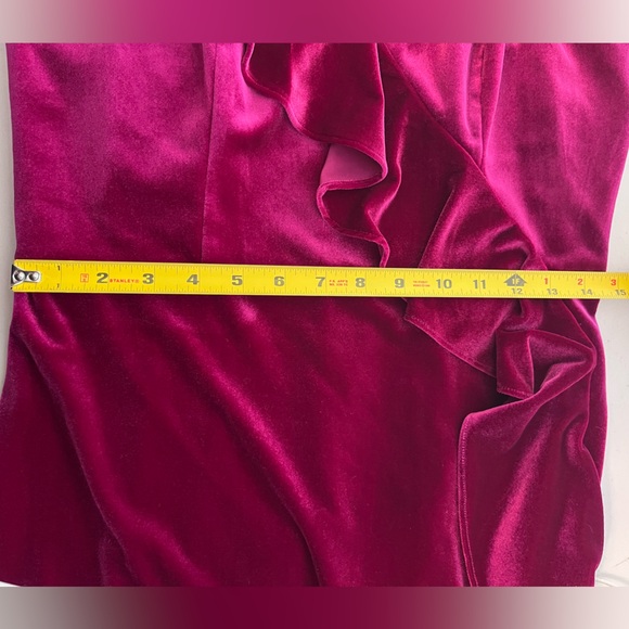 Aidan Mattox Velvet Sz 10 Cocktail Evening One-Shoulder Party Ruffle Dress - Picture 8 of 11